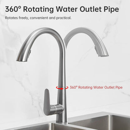 Dual Function 360° Swivel Stainless Steel Kitchen Sink Faucet High Durability