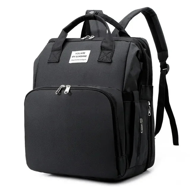 Baby Diaper Backpack Integrated Folding Crib Waterproof Spacious Travel Nappy Bag