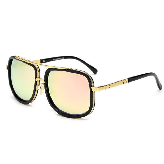 Mens Square Sunglasses Polarised Lens Lightweight Alloy Frame 65mm Protection