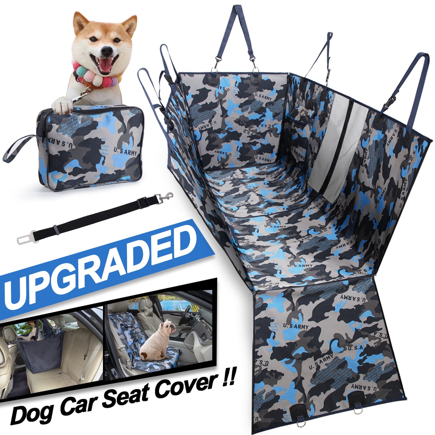 Upgraded Waterproof Dog Car Seat Cover W/ Storage Bag & Leash All Cars SUVs