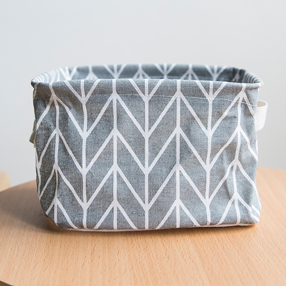 Foldable Fabric Storage Basket Desktop Closet Organiser Toy Box Loop Handles