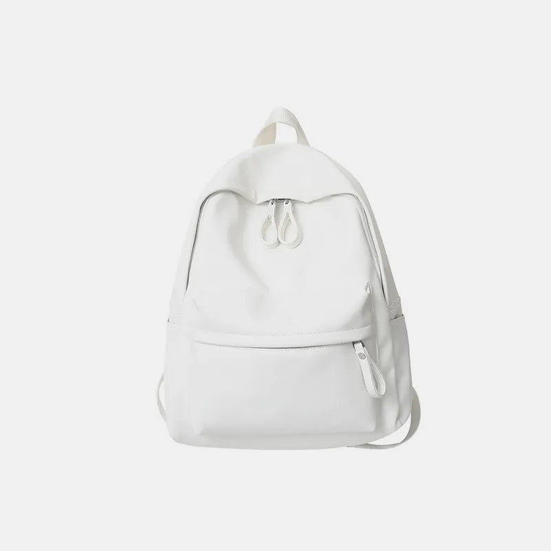Faux Leather Backpack Zip Closure Adjustable Shoulder Straps Durable Spacious