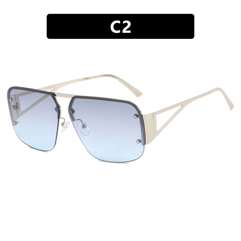 Women's Square Sunglasses Half Frame UV400 Protection Stylish Outdoor Eyewear