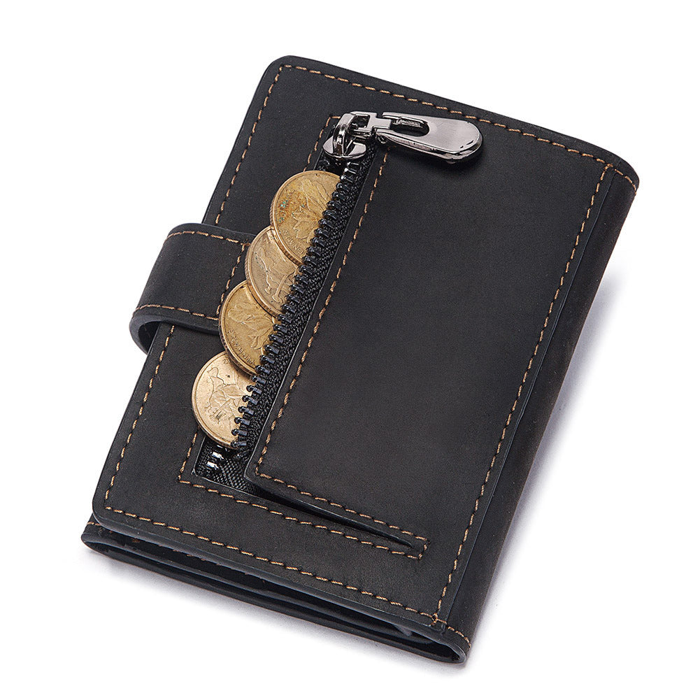 Genuine Leather Mens Wallet Coin Purse RFID Protection Multiple Card Slots Secure