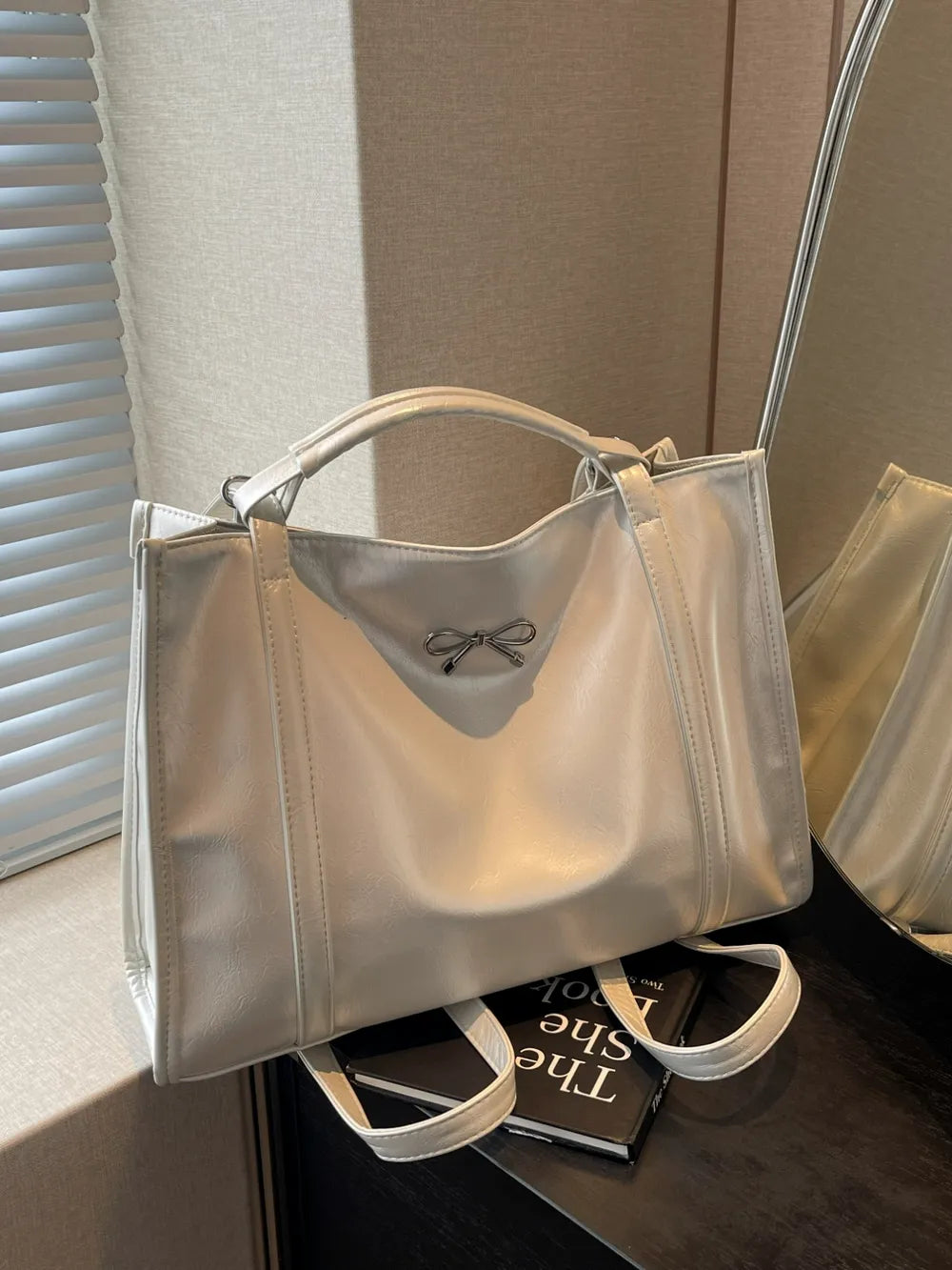 Adjustable Shoulder Strap Bag Faux Leather Zip Closure Roomy Interior Pockets