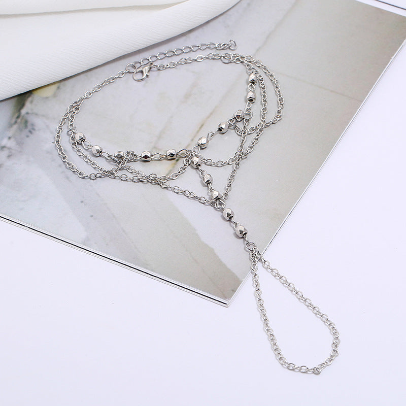Gold Silver Tone Anklet Beads Beach Foot Jewelry Layered