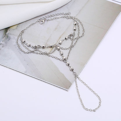 Gold Silver Tone Anklet Beads Beach Foot Jewelry Layered