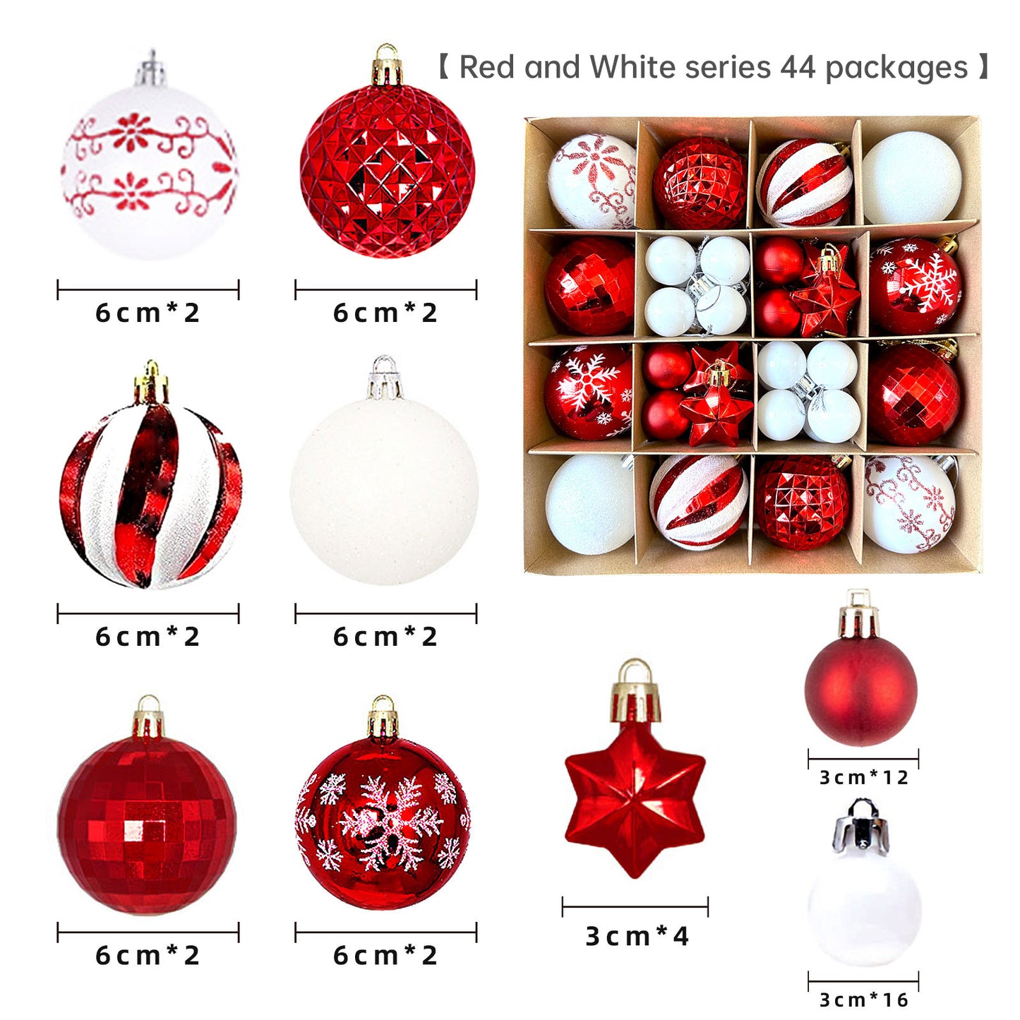Christmas Tree Ornament Set Premium Bulk Pack Collection Assorted Designs Xmas