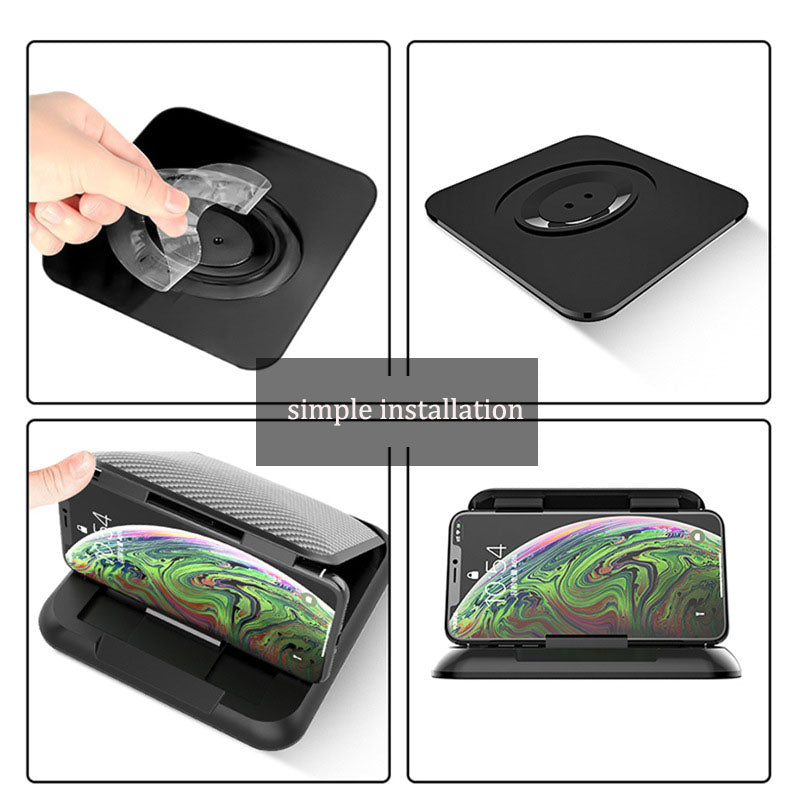 Car Dashboard Mobile Phone Holder Secure Adjustable Carbon Fibre Surface Grip