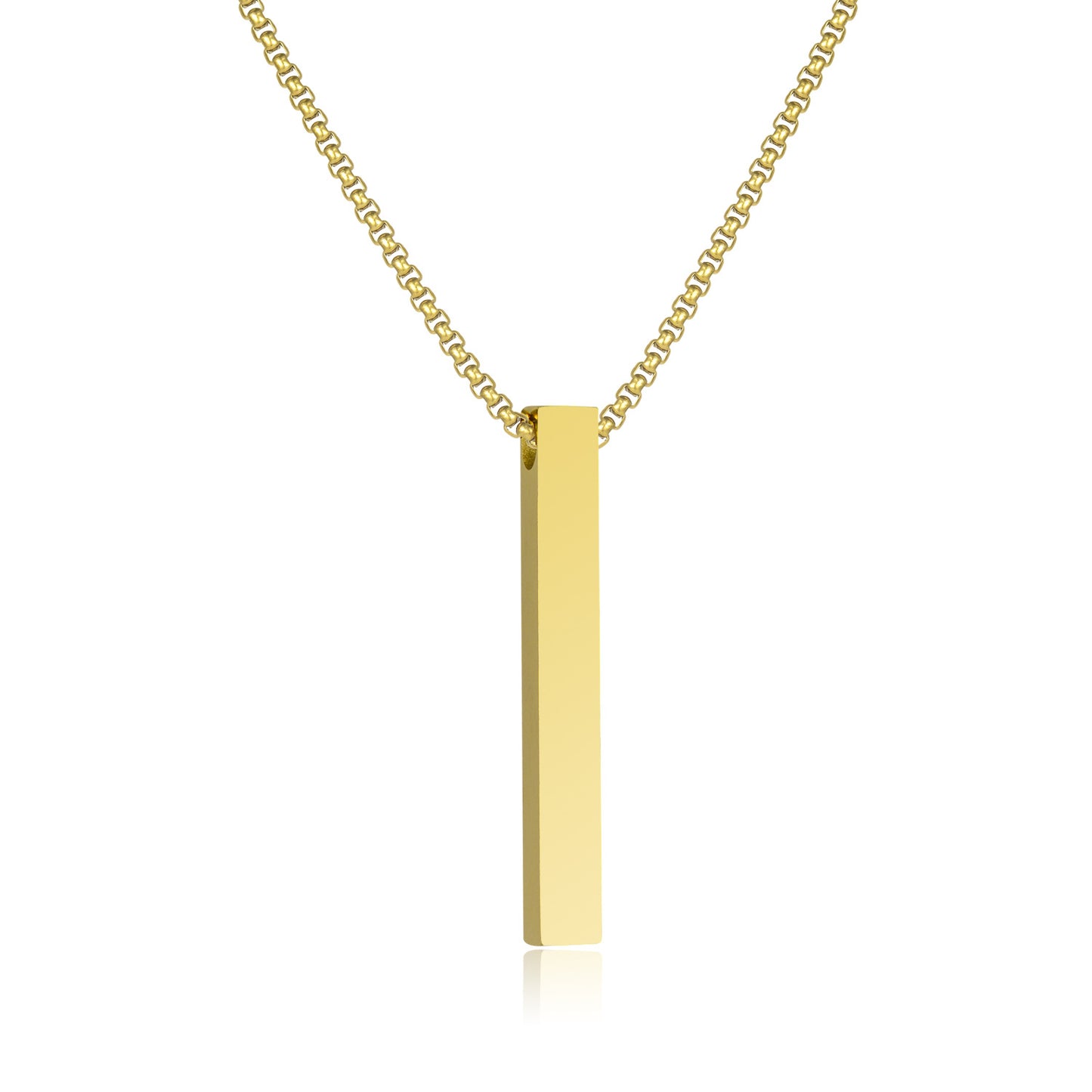 Gold Silver Black Necklace Four-Sided Cylinder Polished Cube Stainless Steel