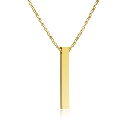 Gold Silver Black Necklace Four-Sided Cylinder Polished Cube Stainless Steel