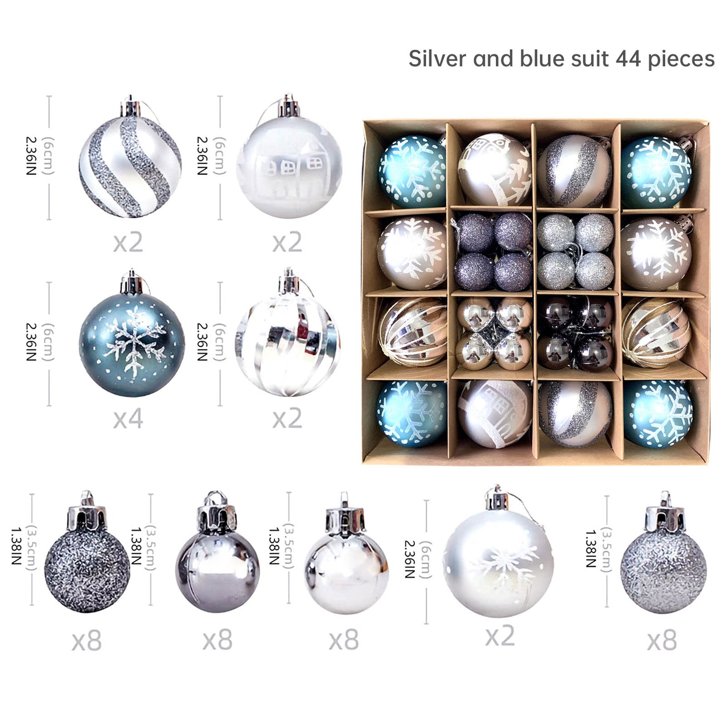 Christmas Tree Ornament Set Premium Bulk Pack Collection Assorted Designs Xmas