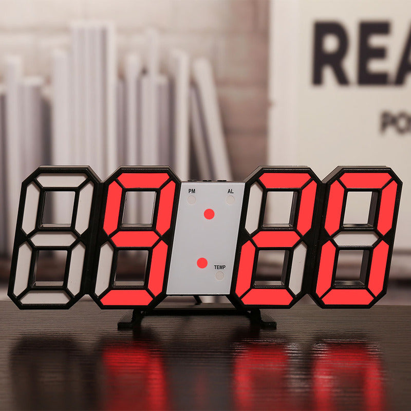 3D LED Digital Alarm Clock USB Charging 12/24 Hour Format Office Bedroom Kitchen