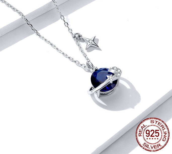 S925 Sterling Silver Starry Sky Charm Necklace Adjustable Link Chain Jewellery