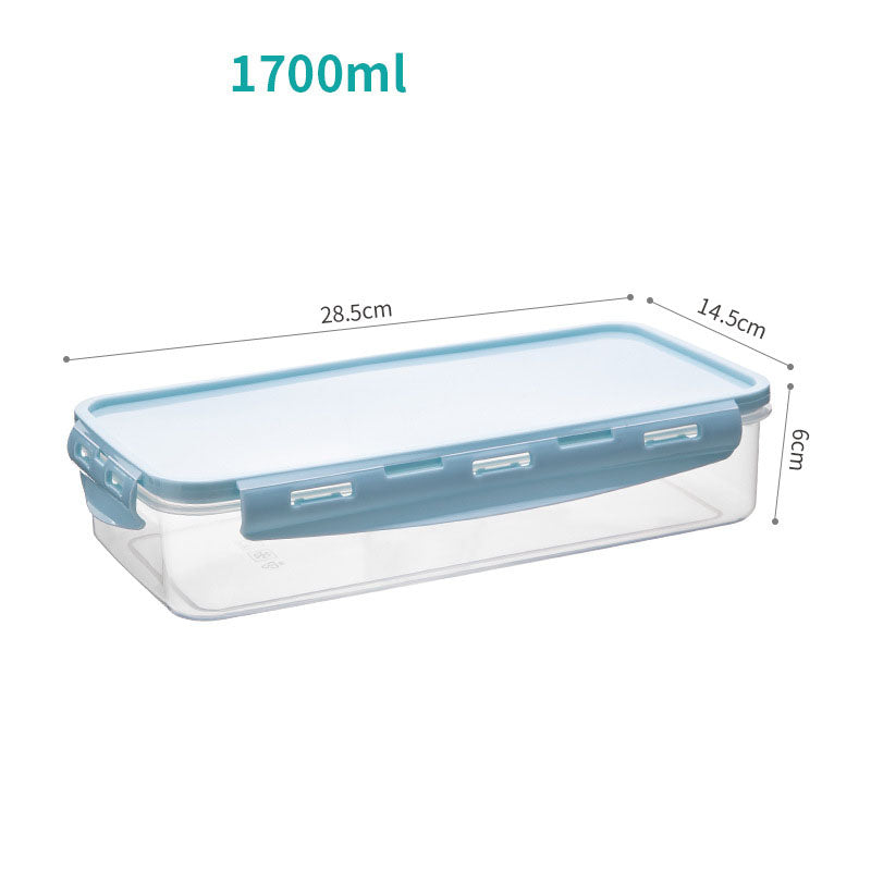 Rectangular Airtight Food Storage Boxes Stackable Microwave Safe White Blue Lids