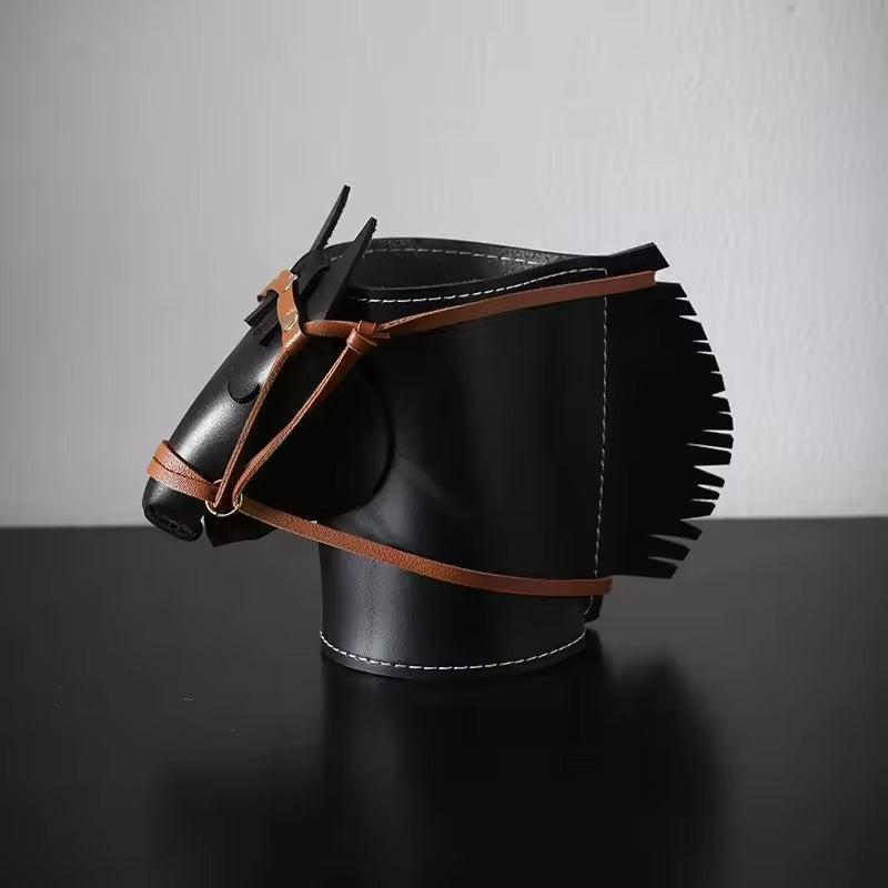 PU Leather Horse Head Storage Box Makeup Organiser Desk Table Jewellery Holder