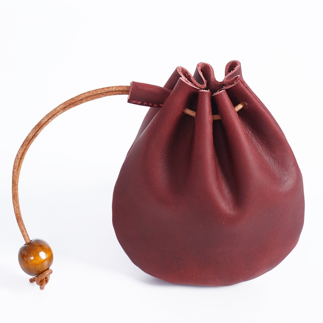 Handmade Cowhide Leather Drawstring Coin Bag Vintage Genuine Storage Pouch