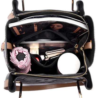 Large Capacity Women's Embossed Tote Bag Maternity Bucket Bag Fashion Accessory