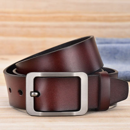 Men's Genuine Real Leather Belt Buckle Trouser Jeans Denim Casual Black Brown
