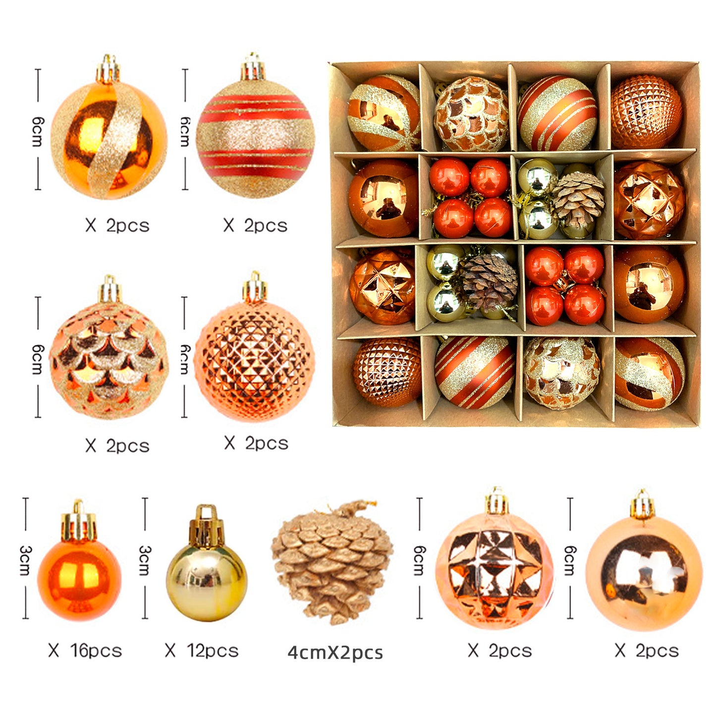 Christmas Tree Ornament Set Premium Bulk Pack Collection Assorted Designs Xmas
