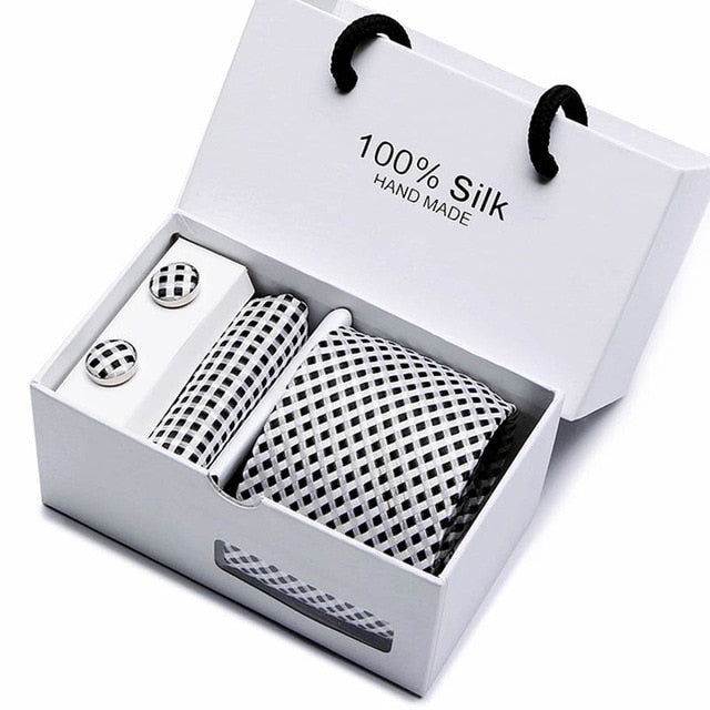 100% Silk 3pc Men's Plaid Tie Set Extra Long Woven Neck Ties Suit Gift Box