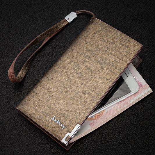 Men's Long Wallet Multi-Functional Secure Zipper Closure Leather RFID Blocking