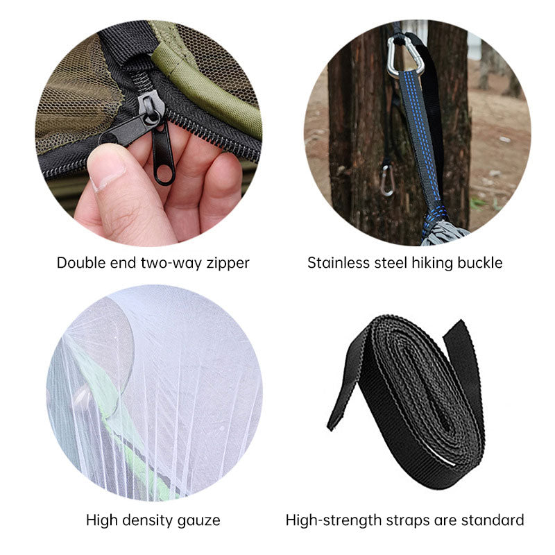 Outdoor Camping Hammock Lightweight Quick Setup Integrated Mosquito Net Durable