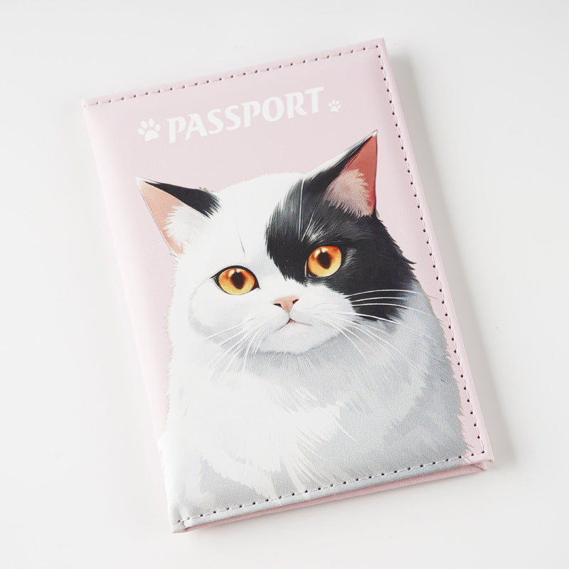 Animal Theme Leather Passport Holder Travel Essential for Cat and Dog Admirers