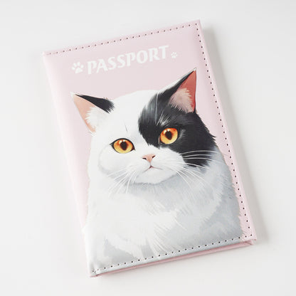 Animal Theme Leather Passport Holder Travel Essential for Cat and Dog Admirers