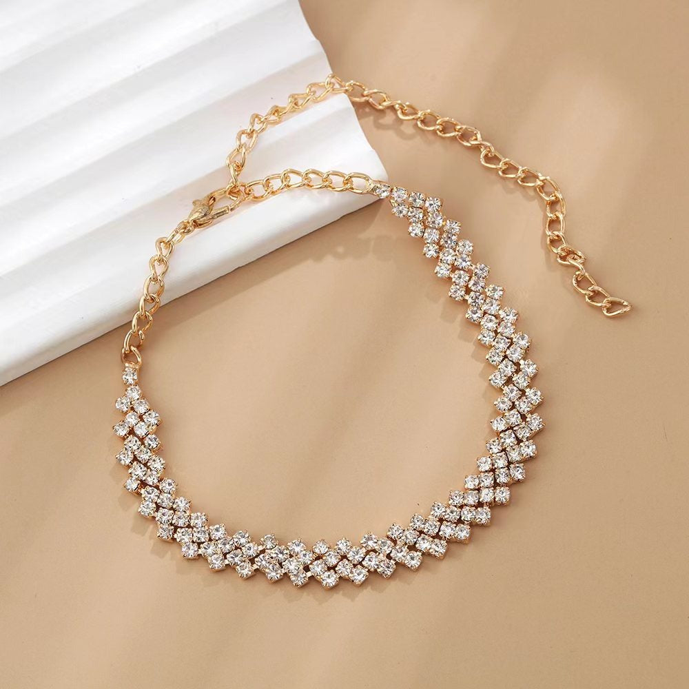 Layered Gold Rhinestone Anklet Chain Crystal Adjustable Ankle Bracelet Jewelry