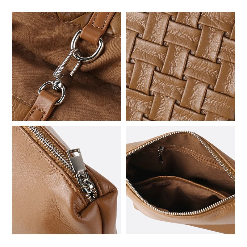 Woven PU Tote Bag - Large Capacity Shoulder Bag, Stylish Handbag for Women