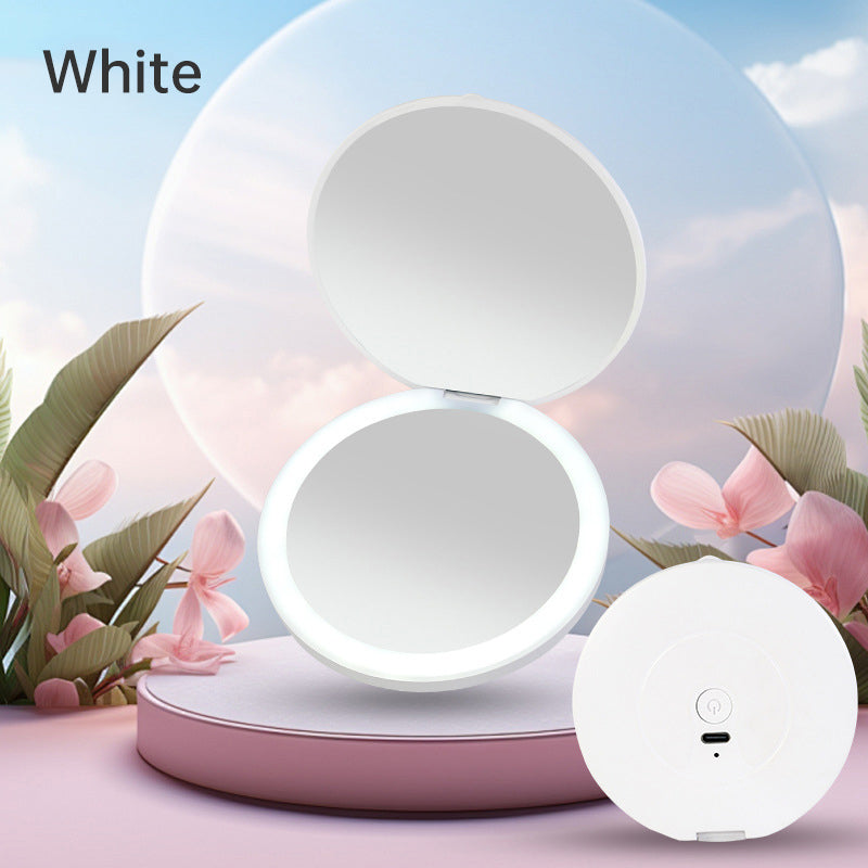 2x Portable LED Makeup Mirror Compact Rechargeable Beauty Light Travel Vanity