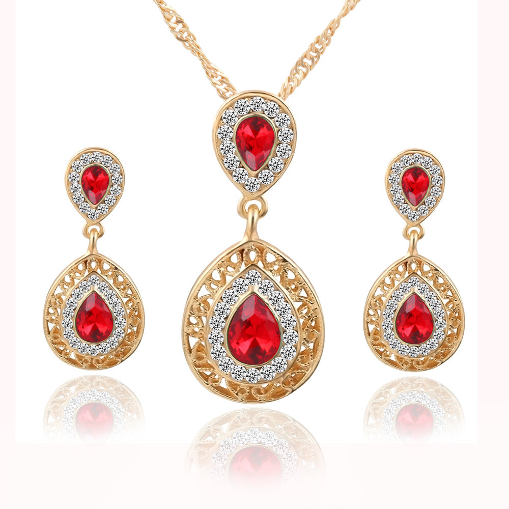 Gold Plated Austrian Crystal Necklace Earring Set Jewellery