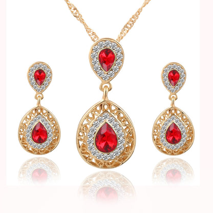 Gold Plated Austrian Crystal Necklace Earring Set Jewellery