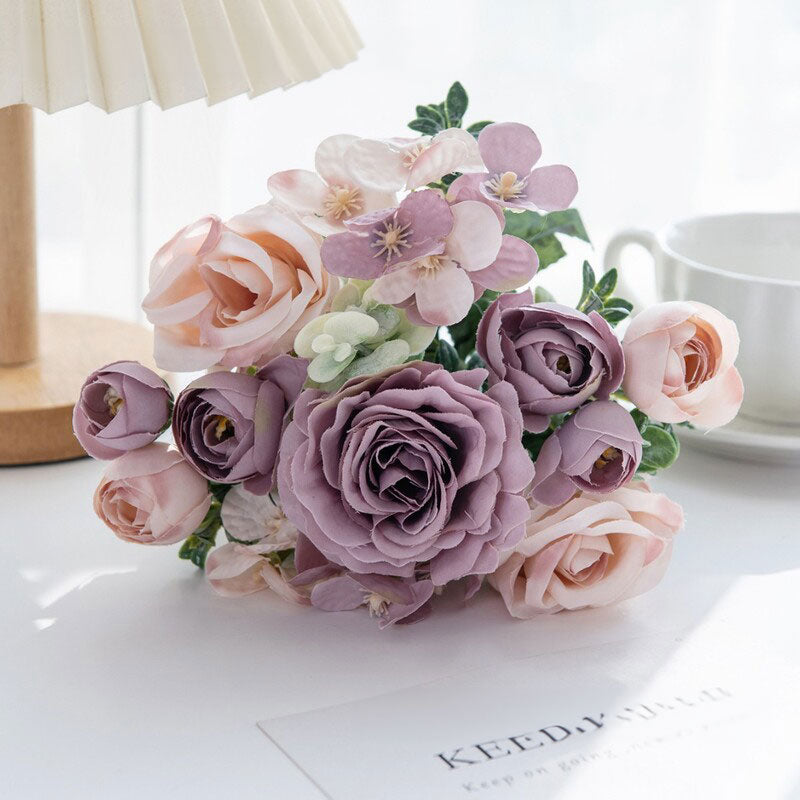 Silk Rose Floral Arrangement Table Centerpiece Premium Home Event Decor Display