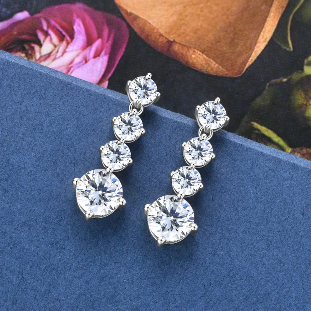4 Carat Moissanite Stud Earrings 925 Sterling Silver D Grade Sparkle Secure Fit