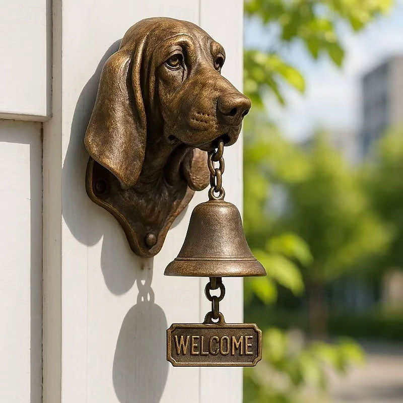 Antique Bulldog Dobermann Door Chime Wall Accessory Metal Merchant Signal Bell
