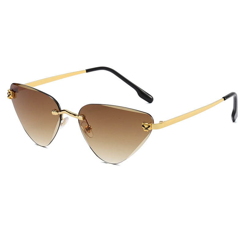Women's Rimless Cutaway Sunglasses with UV400 Protection and Lightweight Design
