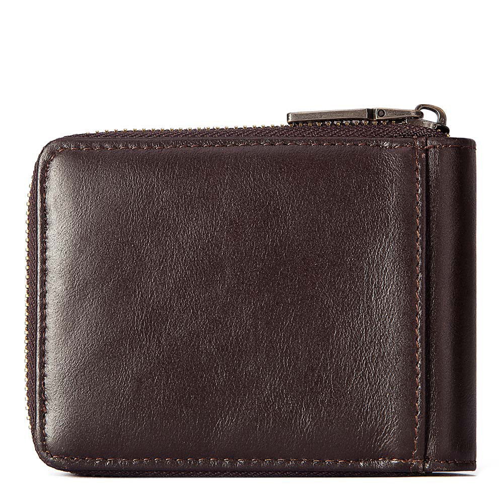 Men's Anti-Theft Leather Wallet Secure Zip Coin Purse RFID Blocking Card Slots
