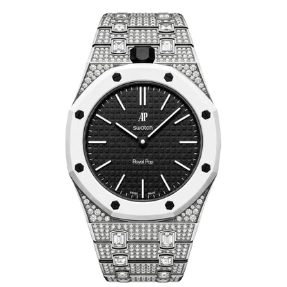For AP x Swatch Royal Pop Collection Metal Crystal Rhinestone Strap 3 12 Crown