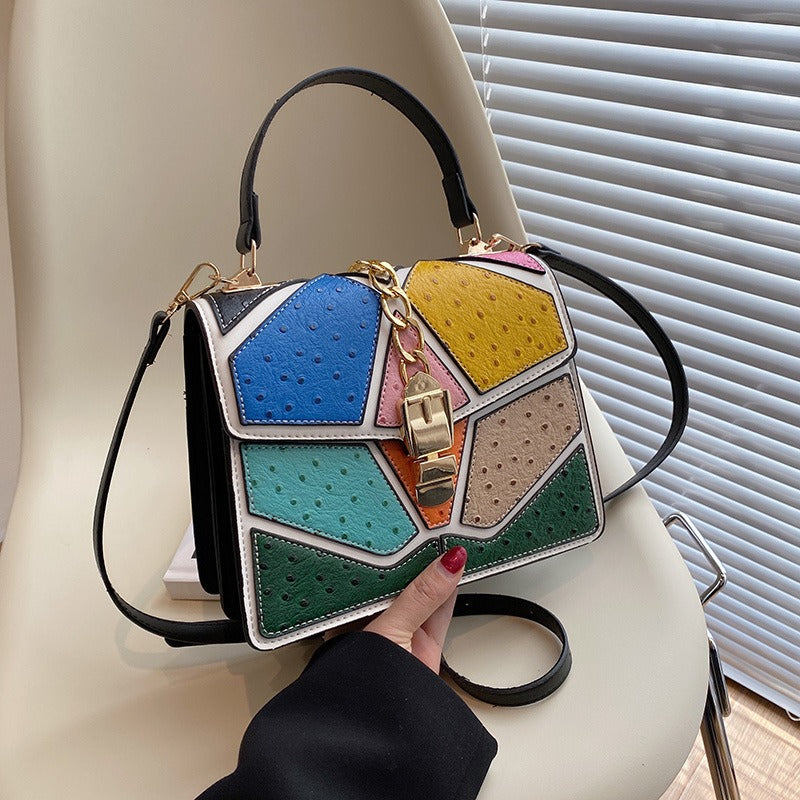 Small Square Bag Women's Handbag Single Shoulder Leather Gold Tone Buckle