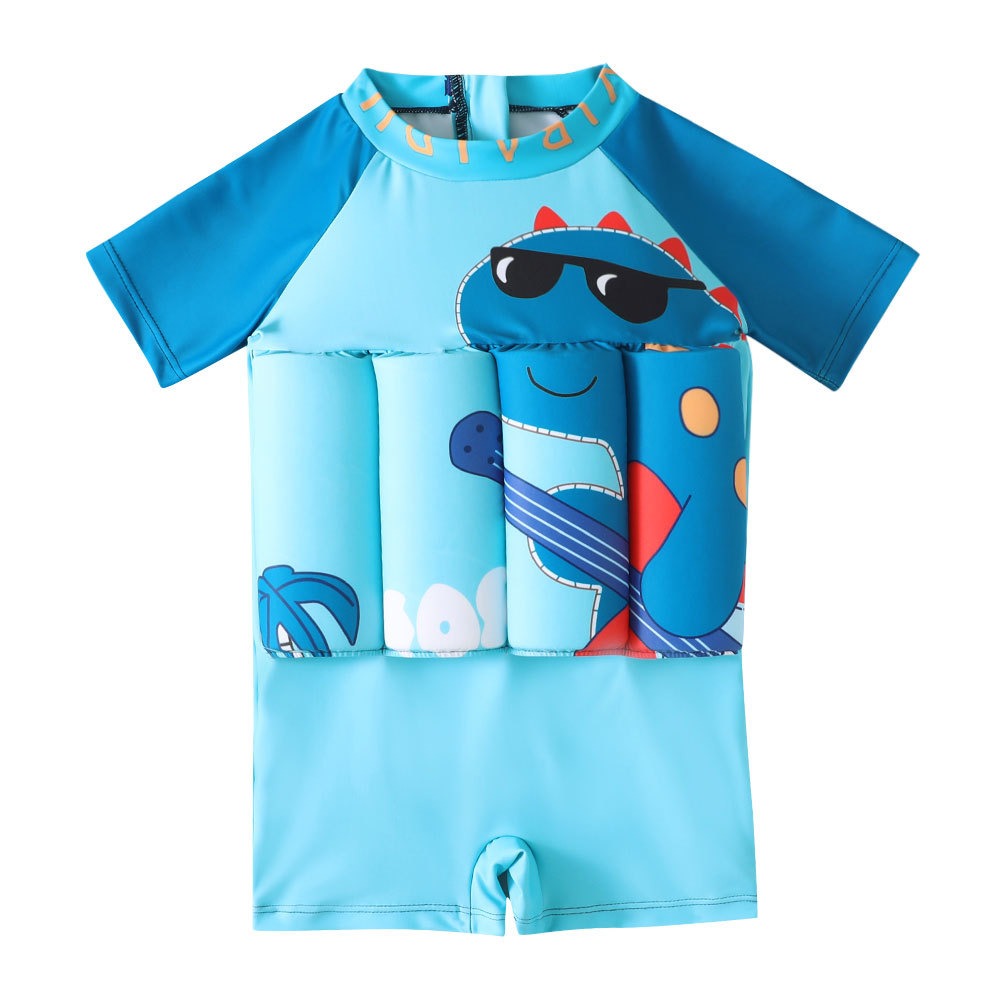 Kids Buoyancy Swim Outfit Safety Swimming Gear One Piece Short Sleeve Apparel