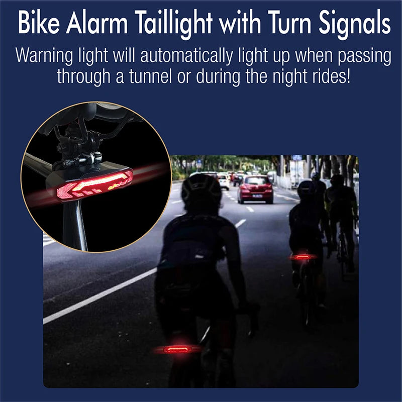 Bike Alarm Tail Light USB Rechargeable Waterproof Multifunctional Bicycle Rear Lamp
