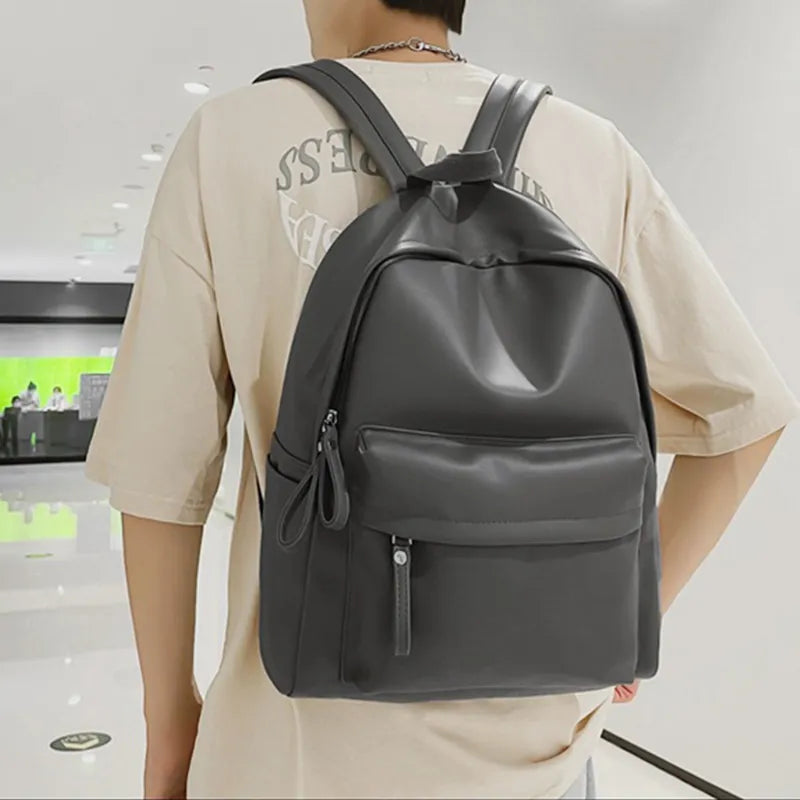 Faux Leather Backpack Zip Closure Adjustable Shoulder Straps Durable Spacious