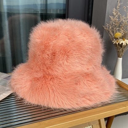 Women's Plush Winter Fisherman Bucket Hat Thick Warm Insulated Hats Caps