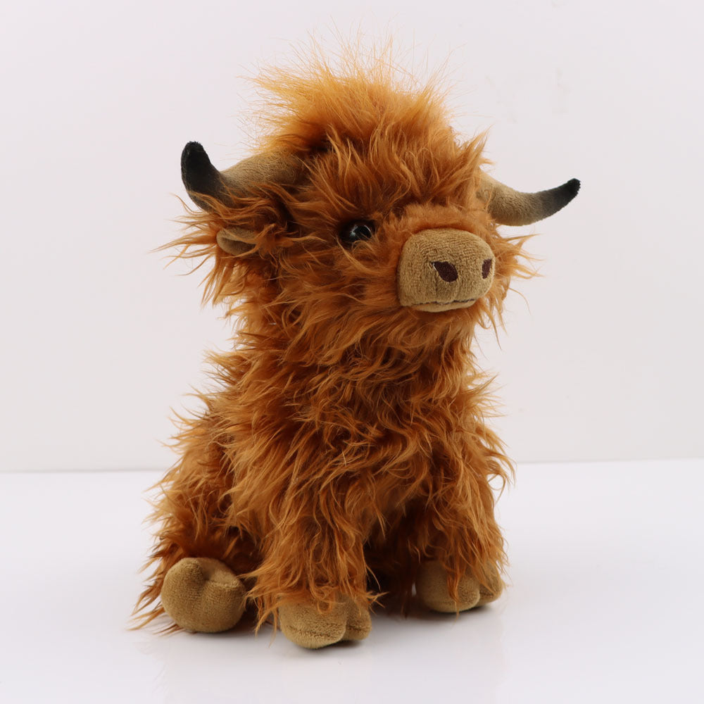 Highland Cow Plush Toy 25cm Realistic Shaggy Fur Soft Toy Durable Bedroom Decor