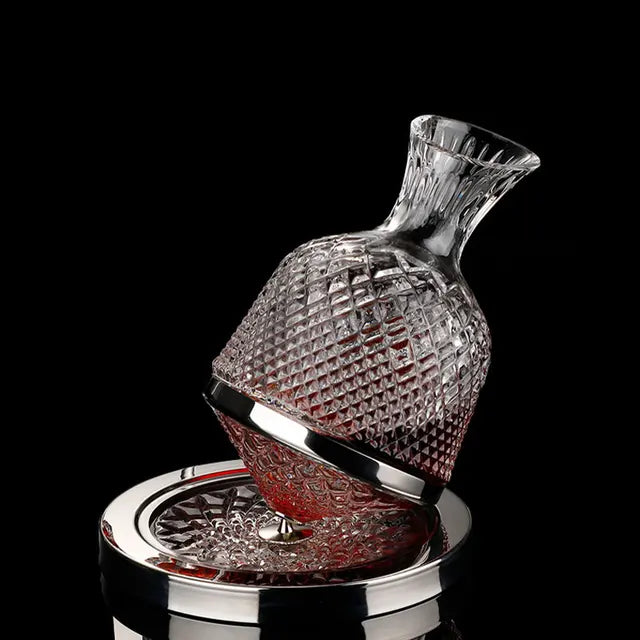 Luxury 360 Degree Rotating Crystal Glass Wine Decanter 1500ML Home Bar Accessory