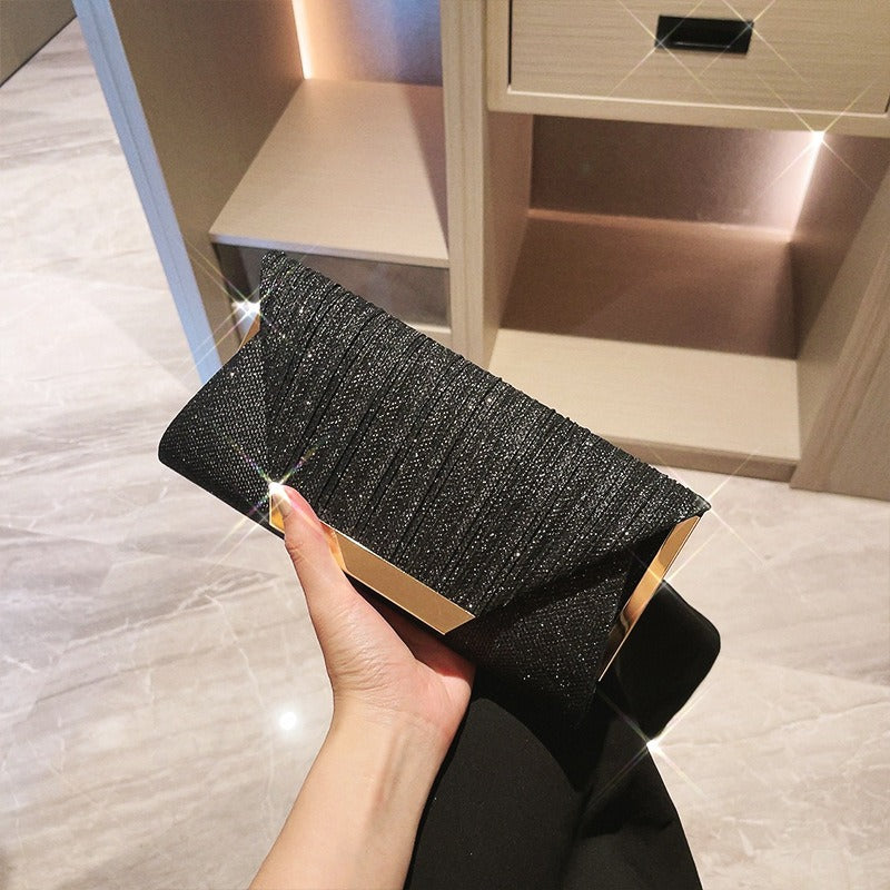 Elegant Evening Clutch Bag for Women | Glitter Purse with Chain Strap Fashion