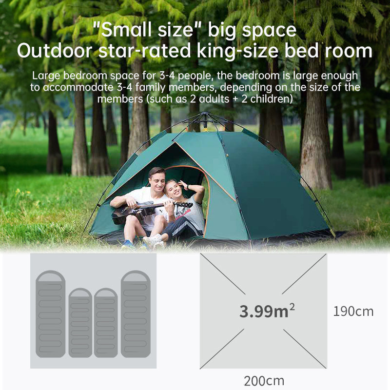 Waterproof Outdoor Camping Shelter Quick Deploy Lightweight Durable Sleeps 3-4