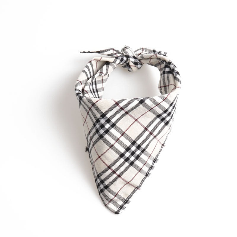 Plaid Dog Bandana Double Layer Pet Scarf Soft Cloth Material Accessories Pets